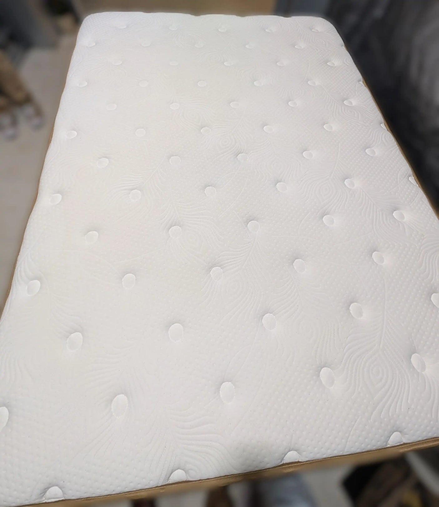 Queen Size Hybrid Mattress + Gray Upholstered Bed Frame
