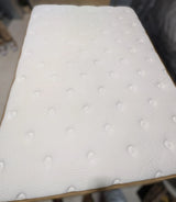 Queen Size Hybrid Mattress + Gray Upholstered Bed Frame