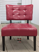 Roundhill Furniture Blended Leather Tufted Accent Chair with Oversized Seating, Red