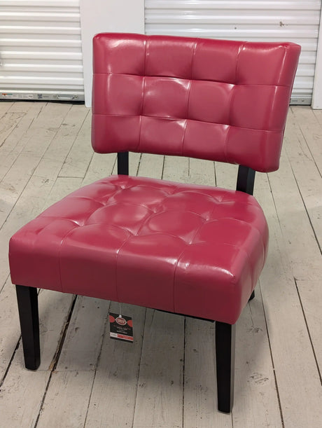 Roundhill Furniture Blended Leather Tufted Accent Chair with Oversized Seating, Red