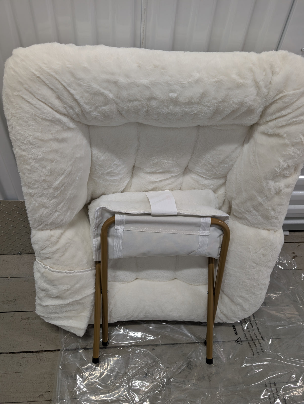 Comfy Faux Rabbit Fur Saucer Chair and Ottoman, Foldable Living Room Chairs