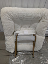 Comfy Faux Rabbit Fur Saucer Chair and Ottoman, Foldable Living Room Chairs