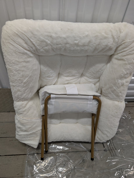 Comfy Faux Rabbit Fur Saucer Chair and Ottoman, Foldable Living Room Chairs