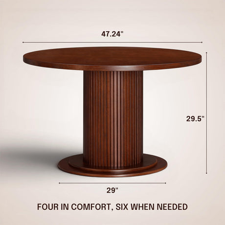Summit 47" Round Dining Table – Dark Walnut