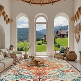 Orange Boho Washable Area Rug – 9' × 12'