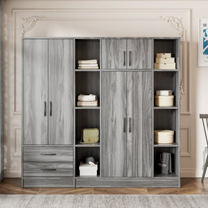 Triple Wardrobe, Hanging Rods, Shelves, Drawers and Cabinet Storage