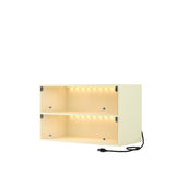 Glass Door Shoe Box, Shelf Storage Display, LED Lights, Off White