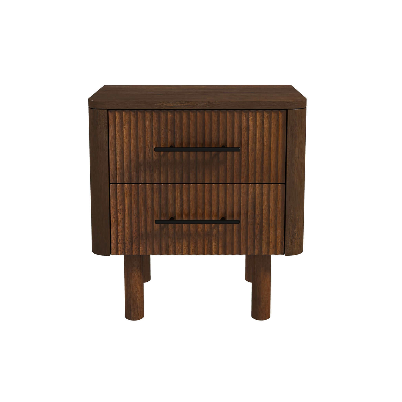 Logan Nightstand, 2 Drawers, Solid Wood, Mid Century Modern, Walnut
