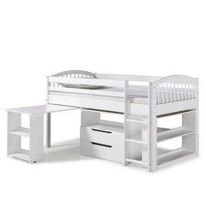 Alaterre Addison Wood Junior Loft Bed with Desk, Storage, and Bookshelf - Bedroom Depot USA