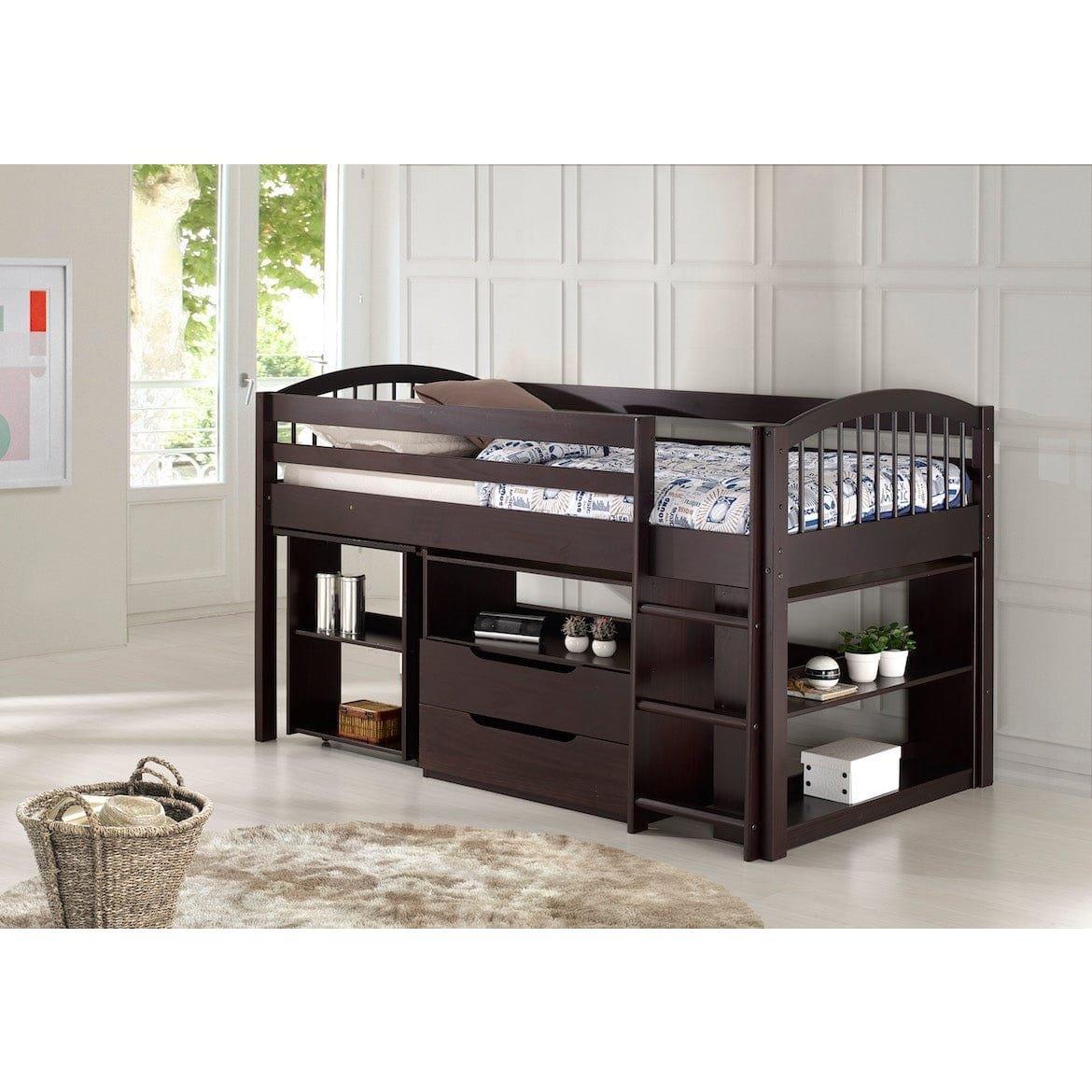 Alaterre Addison Wood Junior Loft Bed with Desk, Storage, and Bookshelf - Bedroom Depot USA