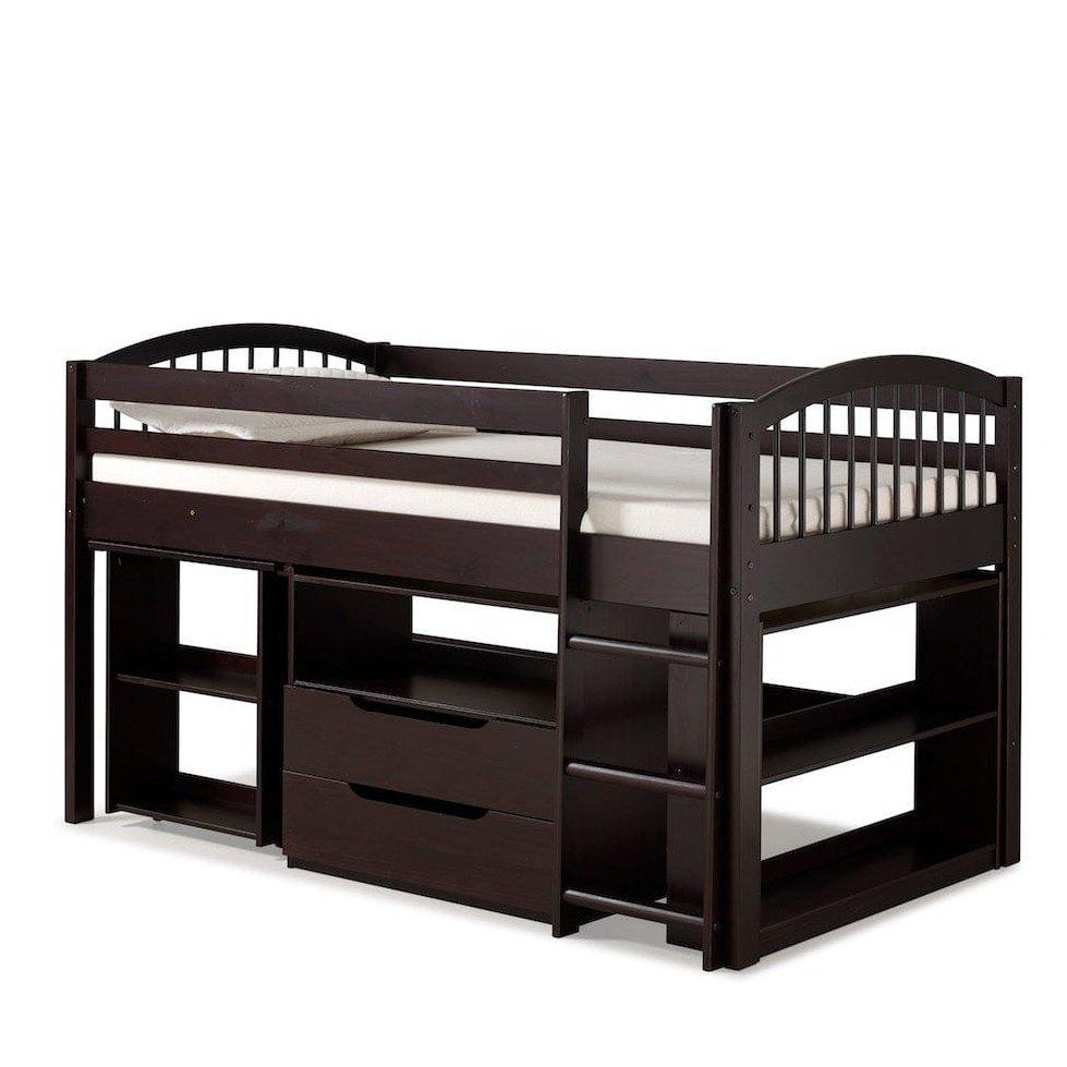 Alaterre Addison Wood Junior Loft Bed with Desk, Storage, and Bookshelf - Bedroom Depot USA