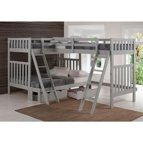 Alaterre Aurora Twin Over Full Wood Bunk Bed with Tri-Bunk Extension & Storage Drawers - Bedroom Depot USA