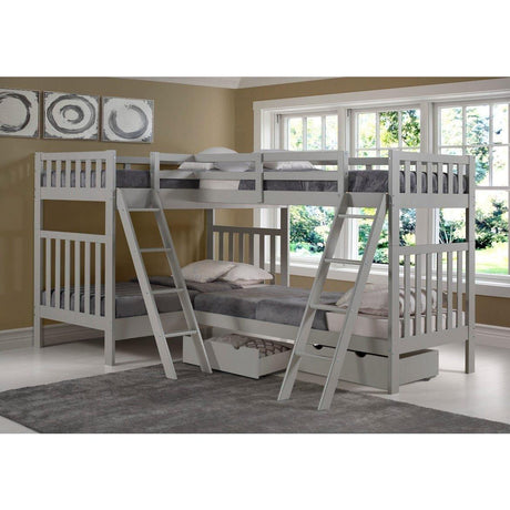 Alaterre Aurora Twin Over Twin Wood Bunk Bed with Quad Bunk Extension & Storage Drawers - Bedroom Depot USA