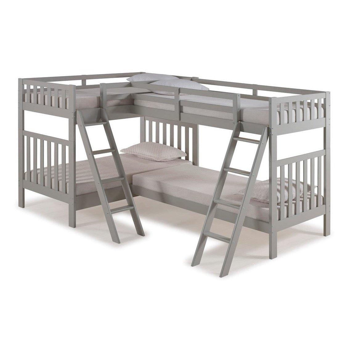 Alaterre Aurora Twin Over Twin Wood Bunk Bed with Quad-Bunk Extension - Bedroom Depot USA