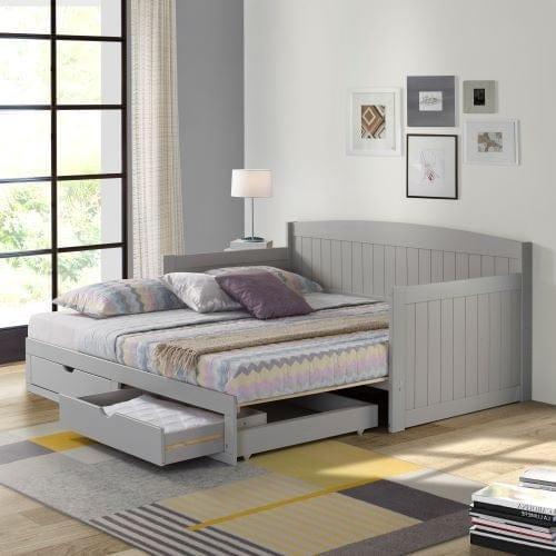 Alaterre Harmony Daybed with King Conversion, Dove Gray AJHO1180 - Bedroom Depot USA