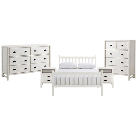 Alaterre Windsor 5-Piece Bedroom Set with Slat Full Bed, 2 Nightstands, 5-Drawer Chest and 6-Drawer Dresser, White ANWI2031R1 - Bedroom Depot USA