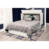 Arason Cottage queen cabinet bed in white with gray bedding in a modern bedroom