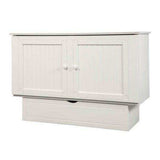 Arason Cottage queen cabinet bed in white with panel doors and storage drawer