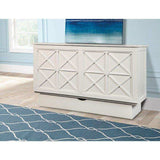 Arason Essex queen cabinet bed in white finish, modern bedroom, geometric front panel