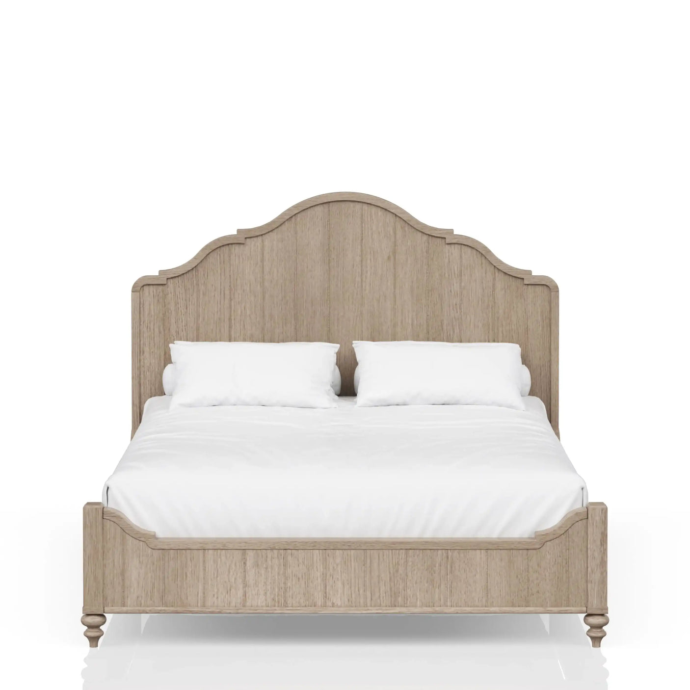 Queen Panel Bed in Sand Finish, Transitional Casual Design