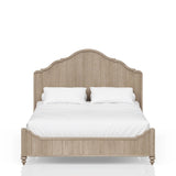 Queen Panel Bed in Sand Finish, Transitional Casual Design