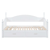 Twin Daybed, Extends to King Size, Trundle with Two Drawers, White