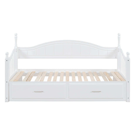 Daybed, Extends to King Size, Trundle with Two Drawers, White