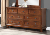 Meade Dresser, 7-Drawers, Pewter Drawer Pulls, Fully Assembled, Cherry