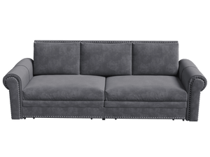 King Sleeper Sofa Bed 94", 3-in-1 Convertible in Velvet with Nailhead Trim