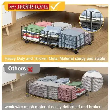 Under Bed Storage with Wheels, 2 Pack Living Room Bedroom Storage Organizers