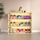 Glass Door Shoe Box, Shelf Storage Display, LED Lights, Off White