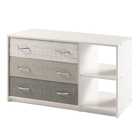 Donco 3 Drawer Chest/Shelf Grey White 5000-BGW - Bedroom Depot USA