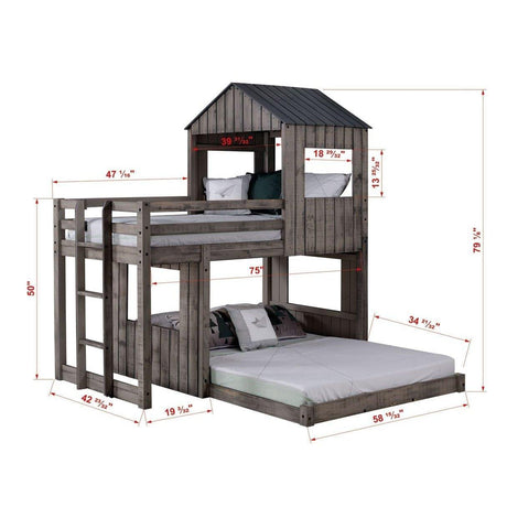 Donco T/F Campsite Loft Rustic Dirty Grey 3344-TFRDG - Bedroom Depot USA