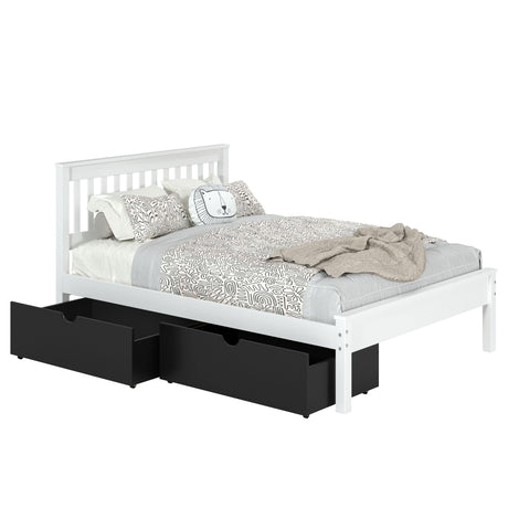 Donco Full Contempo Bed In White W/ Dual Underbed Drawers In Black 500-FW_505-BK - Bedroom Depot USA