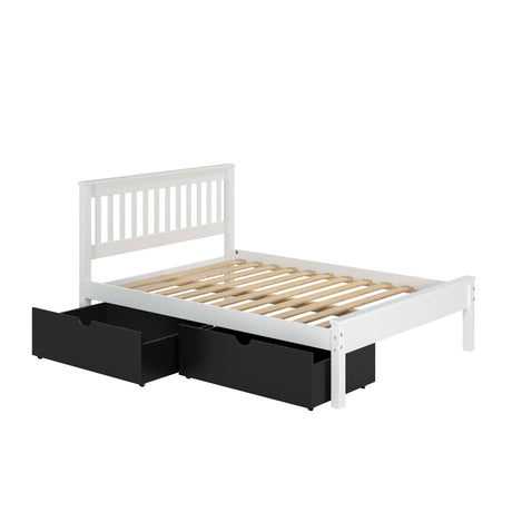 Donco Full Contempo Bed In White W/ Dual Underbed Drawers In Black 500-FW_505-BK - Bedroom Depot USA