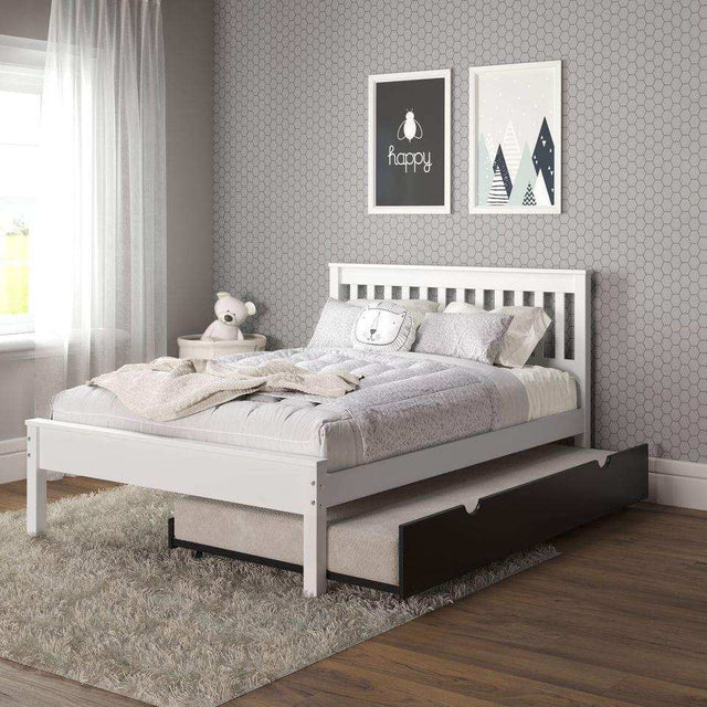 Donco  Full Contempo Bed In White W/ Twin Trundle Bed In Black 500-FW_503-BK - Bedroom Depot USA