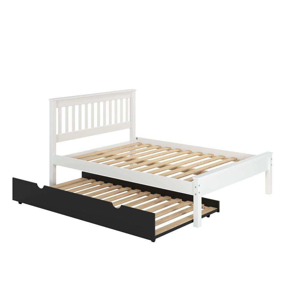 Donco  Full Contempo Bed In White W/ Twin Trundle Bed In Black 500-FW_503-BK - Bedroom Depot USA