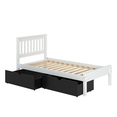 Donco Twin Contempo Bed In White W/ Dual Underbed Drawers In Black 500-TW_505-BK - Bedroom Depot USA