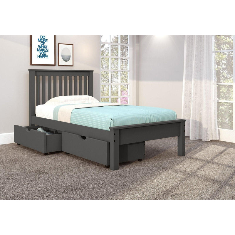 Donco  Twin Contempo Bed With Dual Under Bed Drawers In Dark Grey Finish 500-TDG_505-DG - Bedroom Depot USA