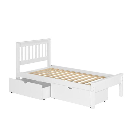 Donco  Twin Contempo Bed Dual Under Bed Drawers White Finish 500-TW_505-W - Bedroom Depot USA