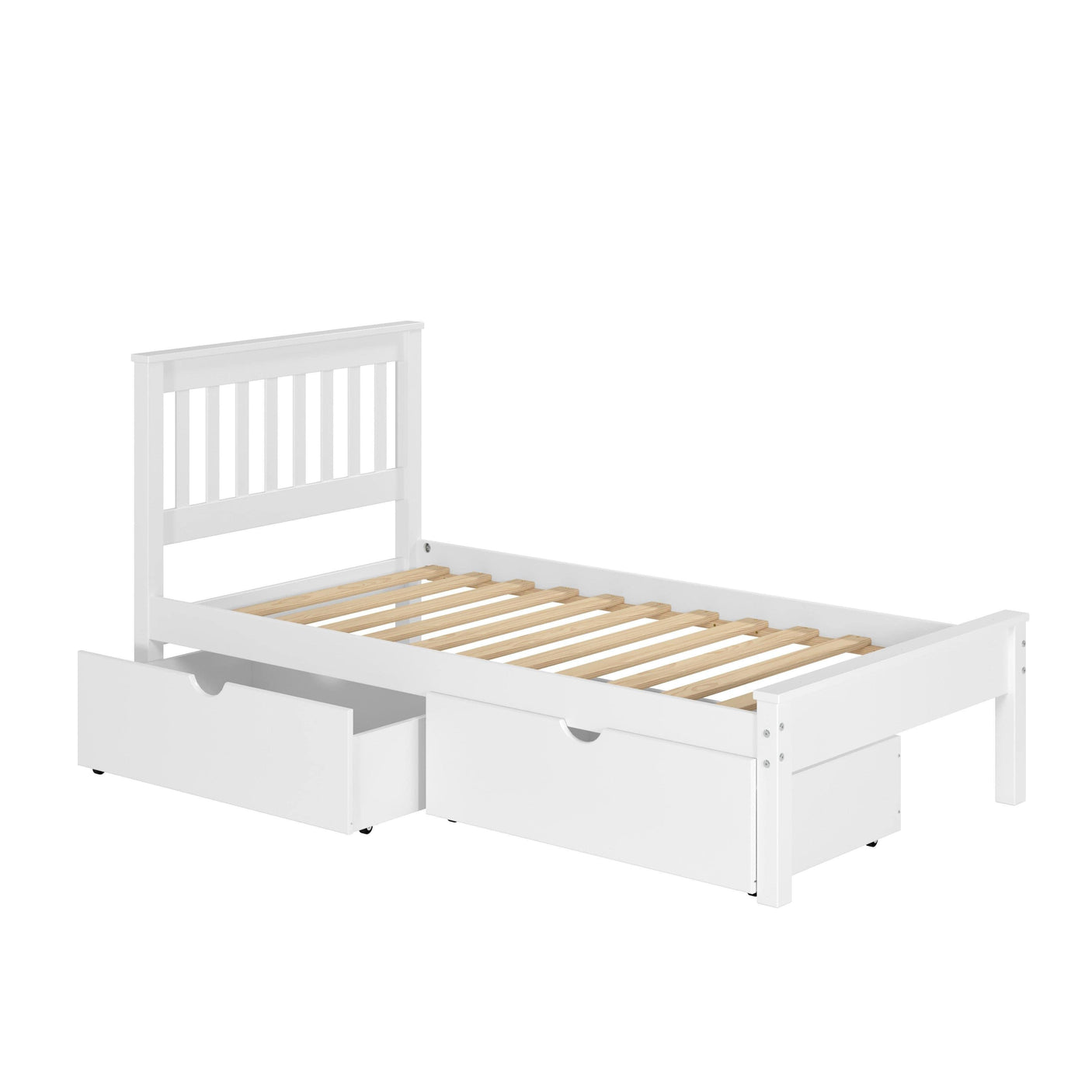 Donco  Twin Contempo Bed Dual Under Bed Drawers White Finish 500-TW_505-W - Bedroom Depot USA