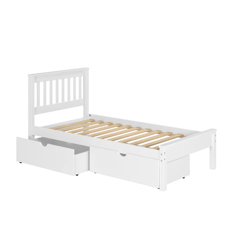 Donco  Twin Contempo Bed Dual Under Bed Drawers White Finish 500-TW_505-W - Bedroom Depot USA