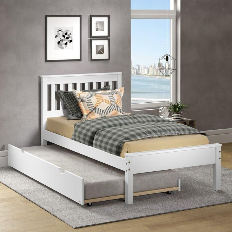 Donco Twin Contempo Bed With Twin Trundle Bed White Finish 500-TW_503-W - Bedroom Depot USA