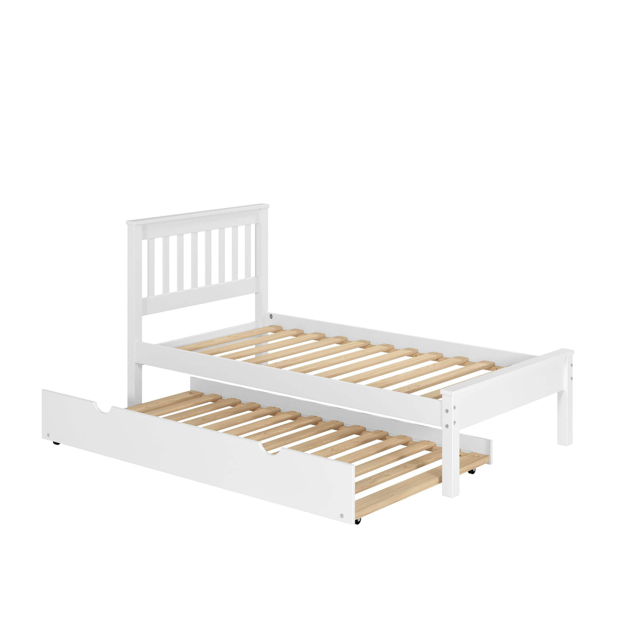 Donco Twin Contempo Bed With Twin Trundle Bed White Finish 500-TW_503-W - Bedroom Depot USA