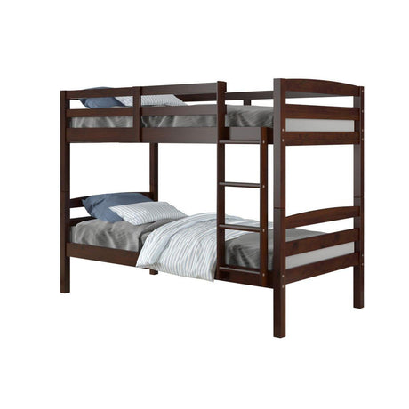 Donco Twin/Twin Bunk Bed Cappuccino 4100-CP - Bedroom Depot USA