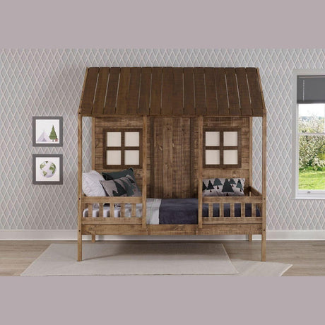 Donco Twin Front Porch Low Loft Rustic Driftwood 1899-TRD - Bedroom Depot USA