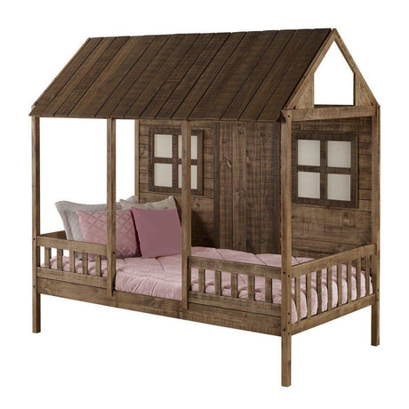 Donco Twin Front Porch Low Loft Rustic Driftwood 1899-TRD - Bedroom Depot USA