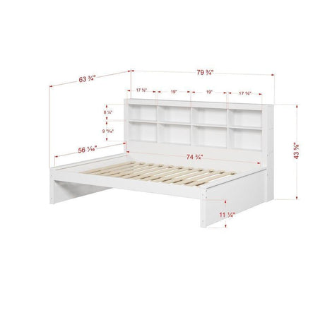 Donco Full Bookcase Day Bed In White 1733-FW - Bedroom Depot USA