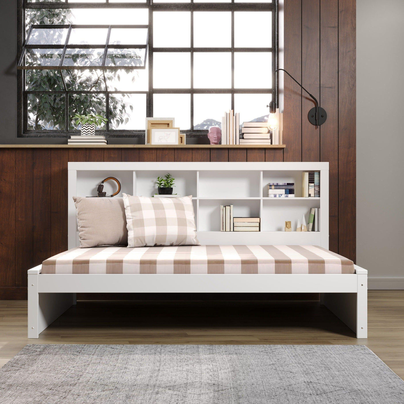 Donco Full Bookcase Day Bed In White 1733-FW - Bedroom Depot USA