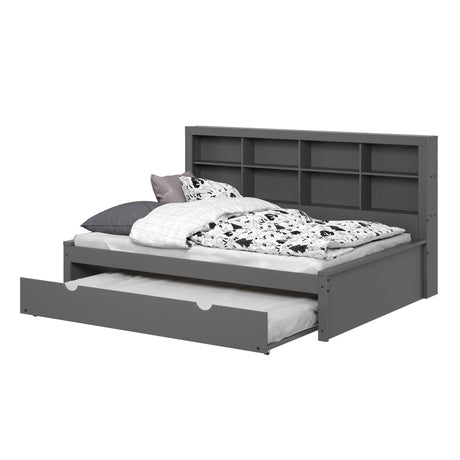 Donco Full Bookcase Day Bed In Dark Grey W/ Twin Trundle 1733-FDG_503-DG - Bedroom Depot USA